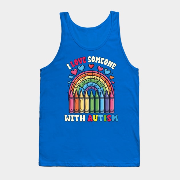 I Love Someone With Autism Puzzle Special Education Teacher Tank Top by JUST PINK